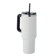 Divsienu nerūsējošā tērauda termokrūze ar salmiņu, Suma 1200ml [MO2327-06] (balta)