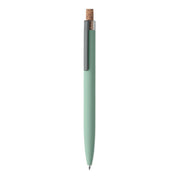 Ballpoint pen with rubberized soft surface and cork button BERGAMO + blue ink [MO2652-77] (mint green)