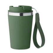 Metal thermos mug with a PP outer layer and strap, Topaz [MO2317-60] (dark green)