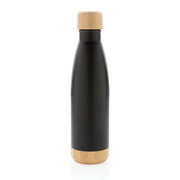 Nerūsējošā tērauda termoss ar bambusa vāciņu un pamatni 500ml [P436.791] (melna)