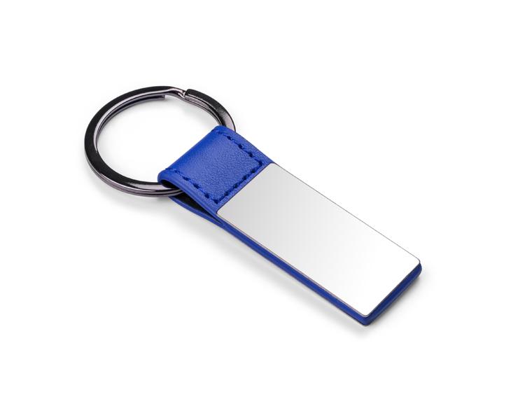 Raktų pakabukas – metalinis su oda [ASG-17564-03 (sidabrinė/mėlyna)