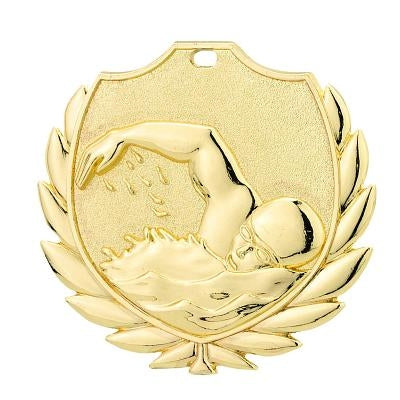 Stamped medal [D77C.01] swimming (gold)