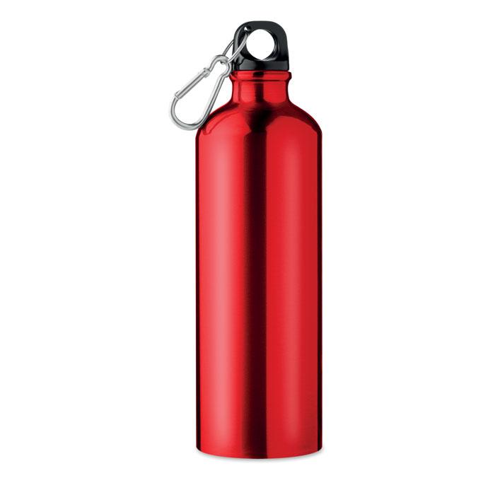 Water bottle metal with carabiner 750ml [MO9350-05] (red)