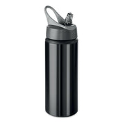 Water bottle with straw, aluminum single wall [MO9840-03] (black)