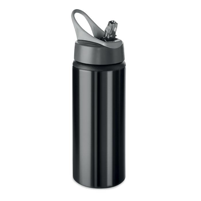 Water bottle with straw, aluminum single wall [MO9840-03] (black)